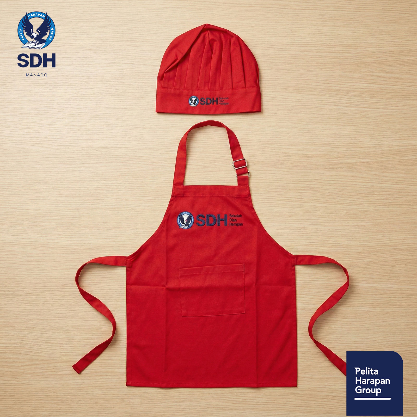 Apron Child Care+Topi Merah